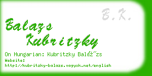 balazs kubritzky business card